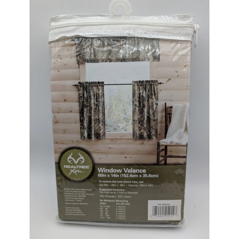 Realtree Edge Window Curtain Window Valance, Rustic, Dimensions: 60